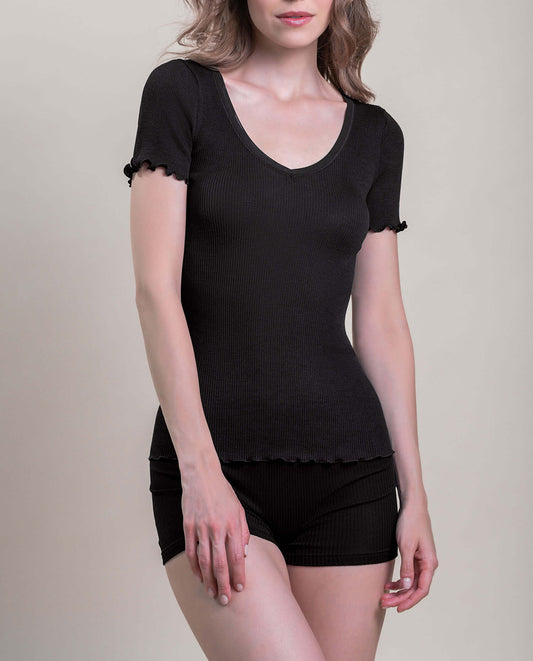 VITTORIA B 8519-Camiseta interior Lana y Seda - BLACK - PACK 2