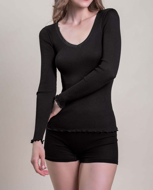 VITTORIA B 8520-Camiseta interior Lana y Seda - BLACK - PACK 2