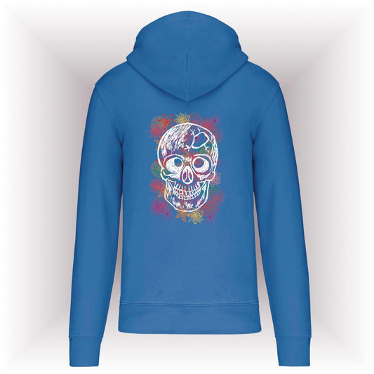 AMARA-A AM02 Sudadera capucha y cremallera CALAVERA WHITE-ROYAL BLUE