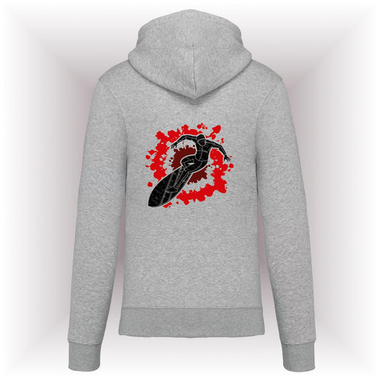 AMARA-A AM09 Sudadera capucha y cremallera SURFER RED-OXFORD GREY
