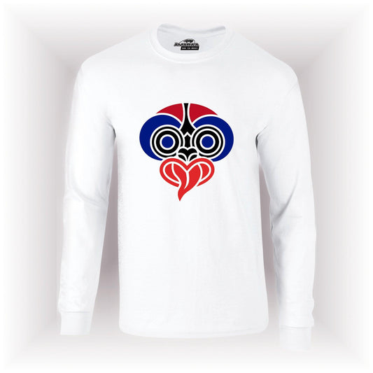 AMARA-A AM13 CAMISETA UNISEX MANGA LARGA MAORI LILA - WHITE