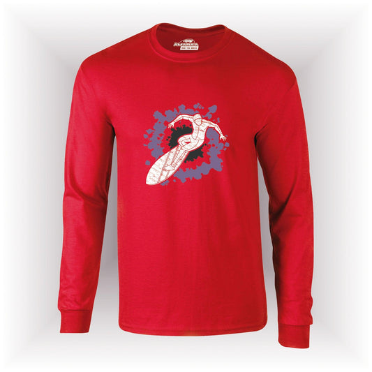 AMARA-A AM14 CAMISETA UNISEX MANGA LARGA SURFER WHITE - RED
