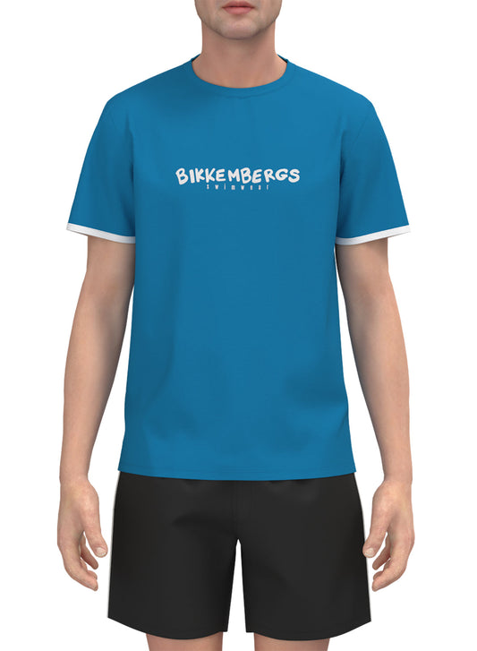 BIKKEMBERGS BKK3MTS01-CREW NECK T-SHIRT - MEDITERRANIAN BLUE