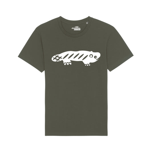 AMARA-A BS01 - T Shirt Ajolote grande WHITE - KAKI