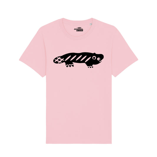AMARA-A BS01 - T Shirt Ajolote grande BLACK - PINK COTTON