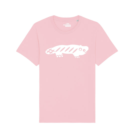 AMARA-A BS01 - T Shirt Ajolote grande WHITE - PINK COTTON