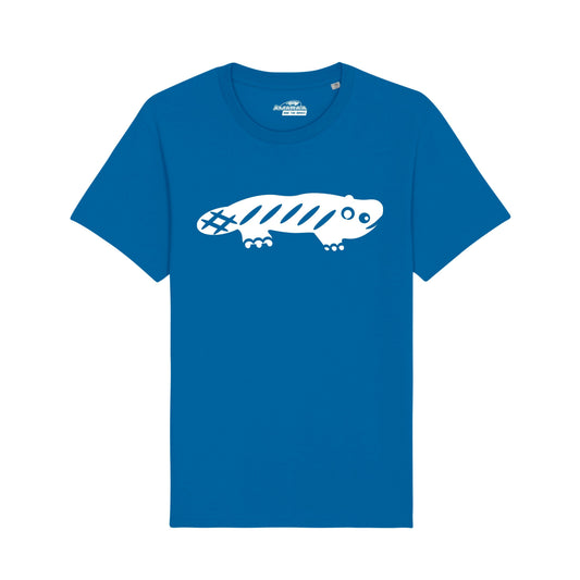 AMARA-A BS01 - T Shirt Ajolote grande WHITE - ROYAL BLUE
