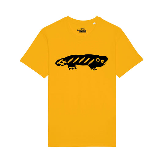 AMARA-A BS01 - T Shirt Ajolote grande BLACK - SPECTRA YELLOW