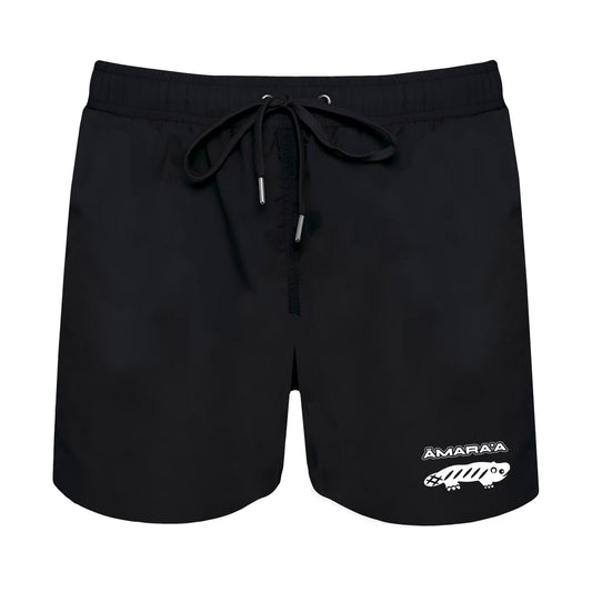 AMARA-A BS11 Bañador Ajolote pequeño + texto WHITE - BLACK