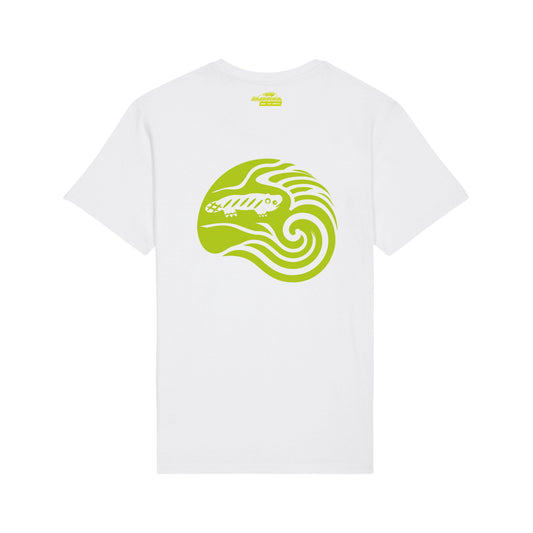BS13 - T Shirt Ola Grande Back - GREEN FLUO - WHITE