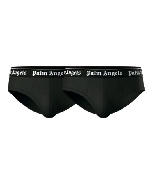 PALM ANGELS - WHITE BOX PLA1UMWSP04BI BRIEFS BIPACK - PACK 2 U - BLACK
