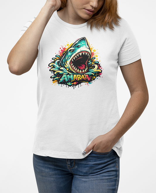 AMARA-A BA18 - T Shirt Unisex AMARA’A Shark - WHITE