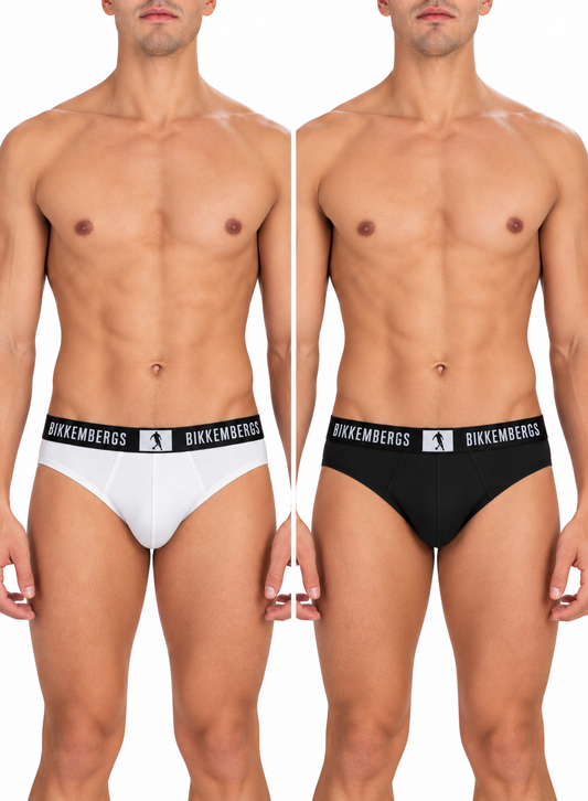 BIKKEMBERGS BKK42USP17BI-BRIEFS BIPACK - PACK 2 U - MIX (BLACK - WHITE)