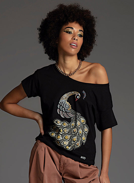 T-shirt TSR Pavone Limited Black - BEST LUXURY STYLE AND ITALIAN CULTURE
