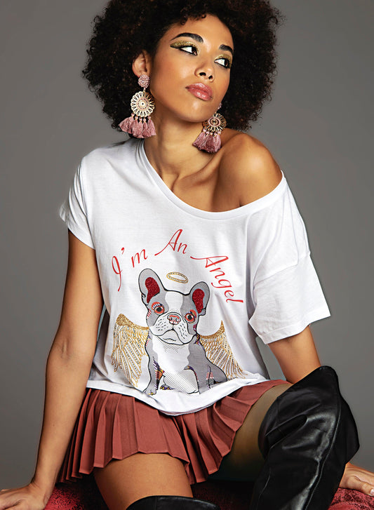 T-shirt TSR French Bulldog Limited White - BEST LUXURY STYLE AND ITALIAN CULTURE