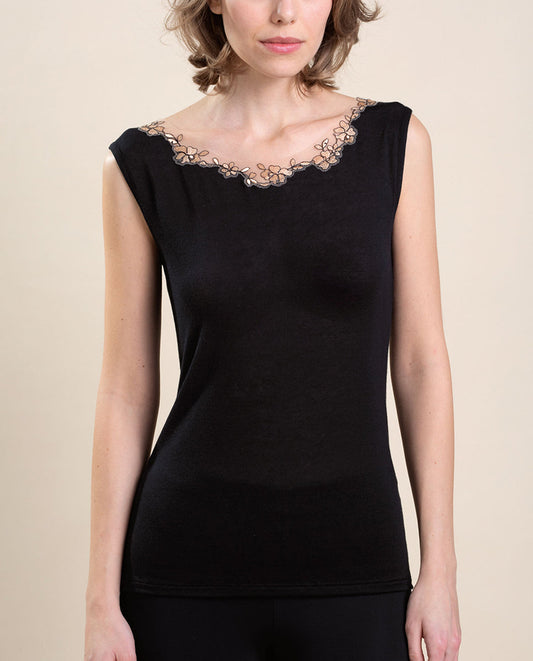 VITTORIA B VI826 Camiseta interior  Modal y Caschmere - BLACK