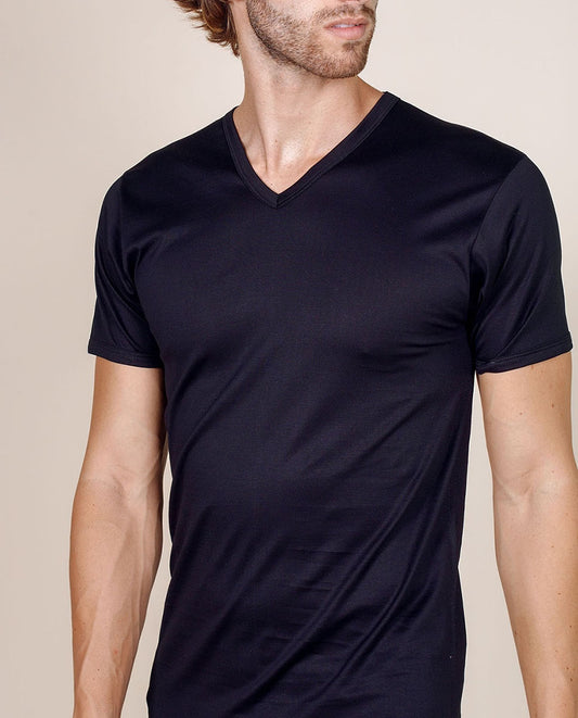 VITTORIA B VM532 Camiseta interior Algodón Filoscozia - BLACK - PACK 2