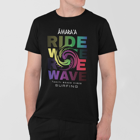 AMARA-A AM27 - T Shirt Man WAVE - BLACK