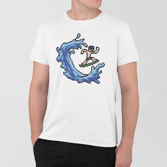 AMARA-A AM31 - T Shirt Man BIT SURFER - WHITE