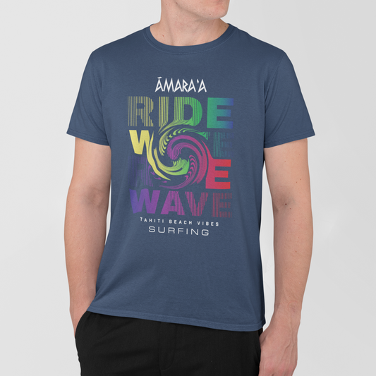 AMARA-A AM27 - T Shirt Man WAVE - INDIGO